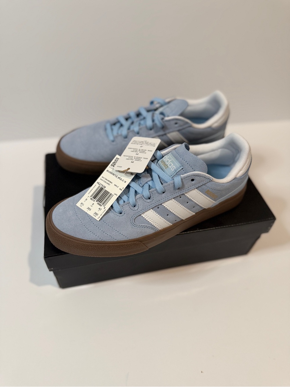 Adidas Men's Busenitz Vulc II IF2095 White/ White/ Sky Blue size 8.5,9,10